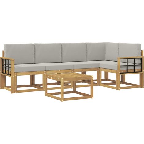 Ensemble de canapés d'extérieur 6 pc Blanc et gris clair vidaXL (1/5)