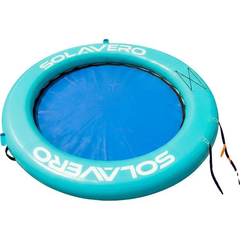 Plataforma flotante inflable, escalera antideslizante, portavasos, color verde azulado. (1/2)