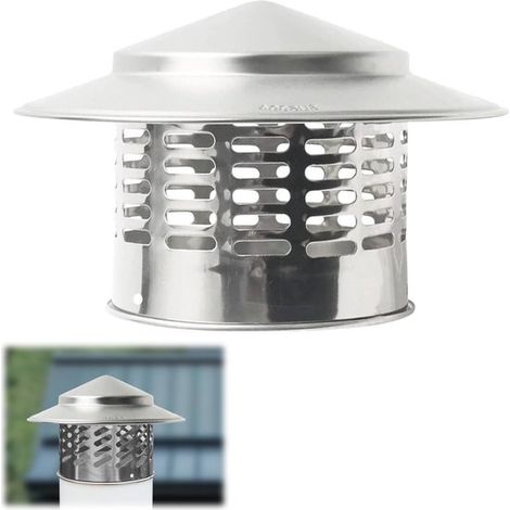 Tapa protectora contra la lluvia de 110 mm para chimeneas - tapa redonda de acero inoxidable (1/4)