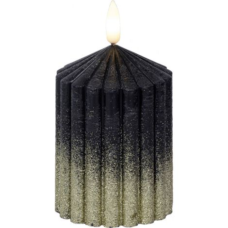 Kaemingk LED Kerze schwarz Ø 7 x 10 cm warmweiß Flammenlose/LED-Kerze