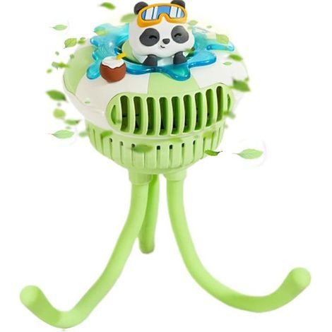 (Verde) Ventilatore portatile e rimovibile per passeggino con 3 velocità, ultra silenzioso, adatto per campeggio all'aperto e seggiolini auto (1/5)