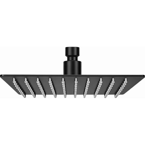 Soffione Doccia Quadrato in Acciaio 1/2 1 Getto Ø 300MM Nero Opaco AER