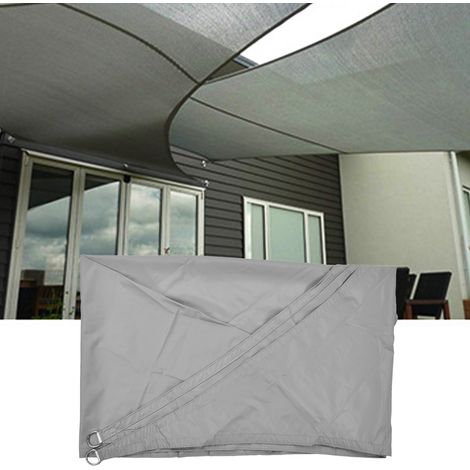 Voile d'ombrage triangulaire en polyester pour piscine et jardin, protection UV, 3 x 3 x 3 mètres. (1/5)