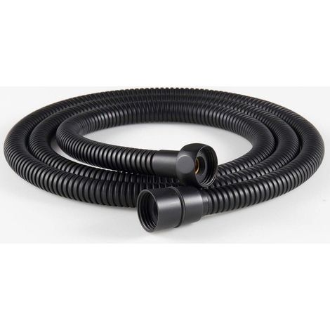 Kaelt - Tuyau de douche flexible en acier inoxydable 1 pièce 1,5 m, raccords en laiton, tuyau de pommeau de douche anti-torsion, tuyau de douche flexible - noir (1/5)