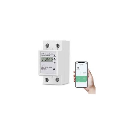 Compteur d'énergie numérique monophasé 63A 220V – WiFi – Mesure consommation électrique en temps réel – Compatible Alexa et Google Home - AC 63 A (1/5)