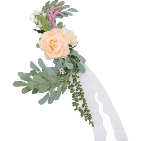 Fleurs Artificielles Pour Chaise De Mariage - Décoration En Tissu Et Fils Blanc Lait - Pour Allée Et Réception - Lot De 1 (1/5)