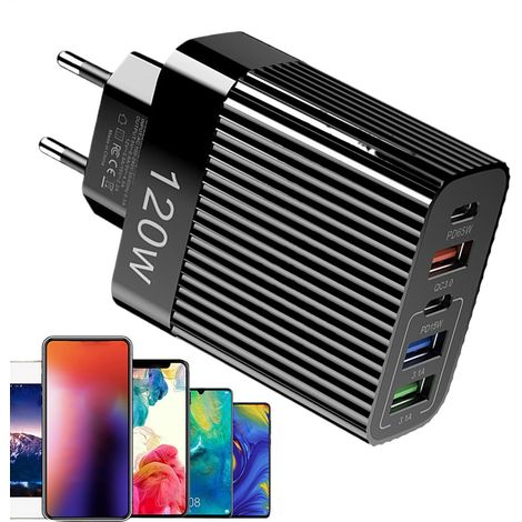 Chargeur USB multiport, chargeur tablette USB 120W, charge portable pour téléphone, adapté à la maison et aux sorties extérieures (1/5)