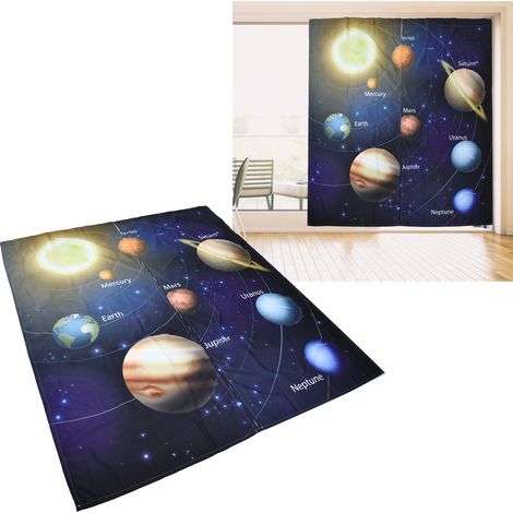 Rideaux occultants personnalisés de haute qualité, imprimés numériquement en 3D, collection Planet, 150 x 166 cm, modèle 39 (1/5)