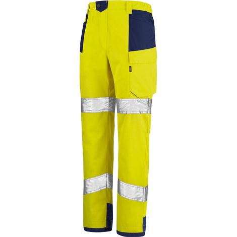 PANTALON RETINA JAUNE FLUO / BLEU MARINE S - FR(40-42)