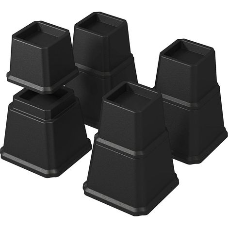Bed Risers - Adjustable Height 3 5 8 Inches - Heavy Duty Support for Bed Sofa Table - 1500 Kg Load Capacity - Set of 4 - Black (1/5)
