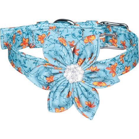 Filiyano-Deux laisses pour chiens bleues à motifs floraux, inspirées par le parfum du printemps. (1/5)