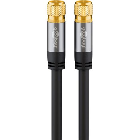 Goobay 70678 10 m Cable con conector F de satélite para DVB-S receptor, 75 Ohm, kabelinternet Modem, Router Negro