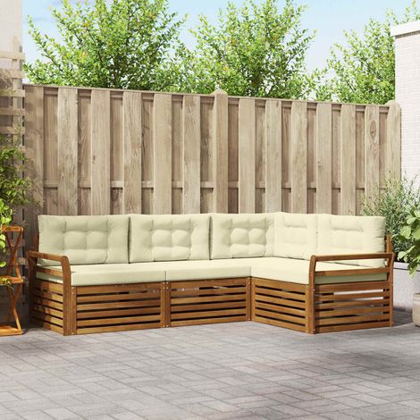vidaXL Outdoor-Sofagarnitur mit Kissen 4 pcs Natur und Creme (1/5)