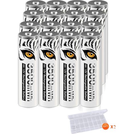 Batería recargable AA, capacidad de 3500 mWh, voltaje de 1,5 V, color verde. (1/2)