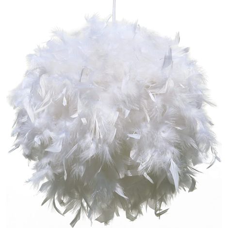 Abat-jour en plumes duveteuses, plafonnier, lustre, lampe de table et lampadaire pour salon, chambre, fête et mariage, 30 cm, blanc (1/4)
