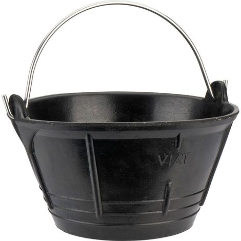 Cubo de caucho negro italiano 10 l,con asa metálica. (1/2)