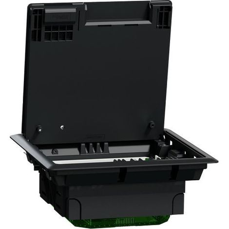 Schneider Electric – Boîtier de sol M 2x4 modules – Plastique gris IK08 IP20 – Fixation rapide – Compatible prise unica 45x45mm – Longueur 200mm – Largeur 200mm