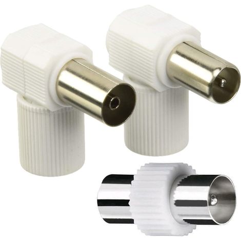 Kit Connettore Antenna Tv 9.5 mm Coassiale Cavo Spina Ad Angolo Maschio Femmina (1/5)