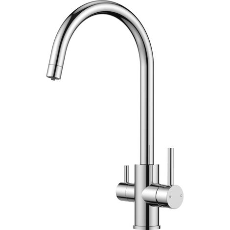 Robinet Cuisine 3 Voies, Double levier, Chrome Poli (1/5)