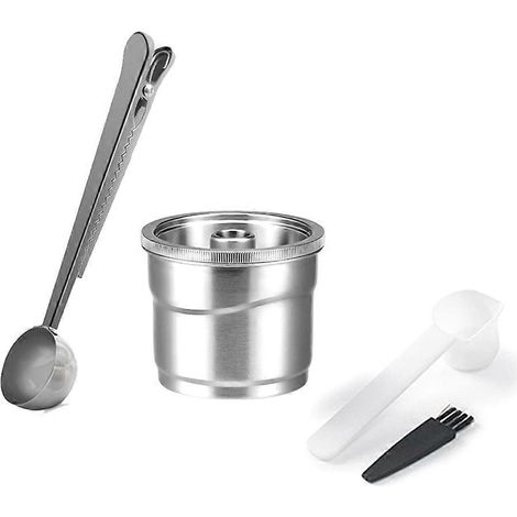 Pour capsules de café réutilisables X7/Y3/Y5filtres rechargeablescuillère en acier inoxydable et brosse de nettoyage (1/5)