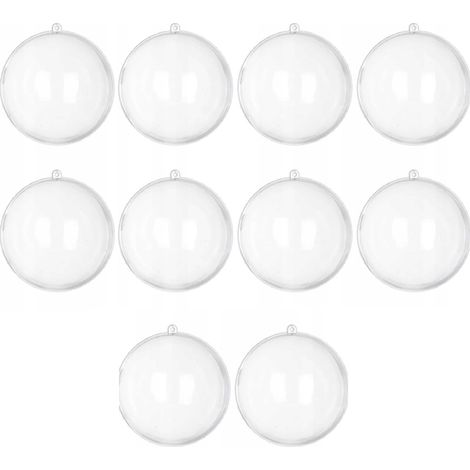 Set mit 10 Acryl-Weihnachtskugeln, 10 cm Öffnung, transparente Kugeln (1/5)