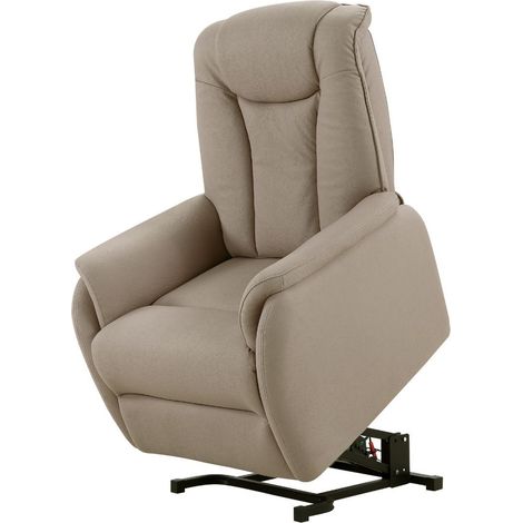 Fauteuil relax releveur tissu polyester imitation cuir taupe - PANAME