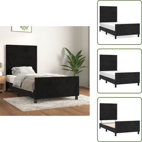 Bettgestell ohne Matratze Schwarz 100x200 cm Samt - Samtbettwäsche - Bettestel Schwarz - Doppelbett - Boxspringbett - Hochbett