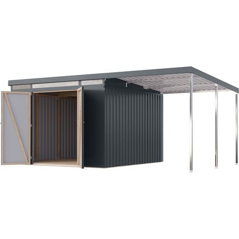 GH Iridium 3,5 anthrazit 289x289x213 mit Anbaudach 2 m