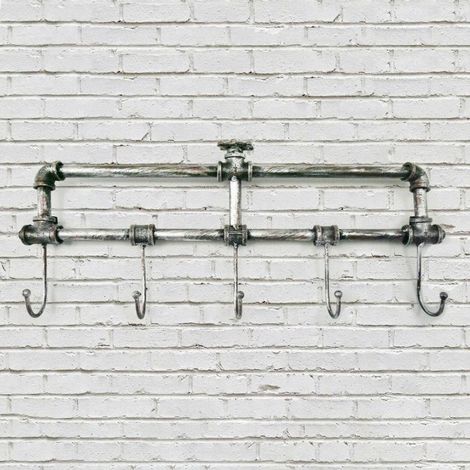 Metal Coat Hook Victorian Style Industrial Pipework Wall Mounted Coat Rack, 5 Hooks Coat Hangers Metal Hat And Coat Stand Urban Chic Home Deco (1/4)
