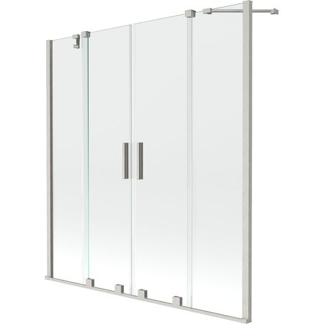 Mexen Velar Duo paravento doccia a 2 ante scorrevoli 150 x 150 cm, trasparente, nichel spazzolato - 896-150-000-02-97 (1/2)