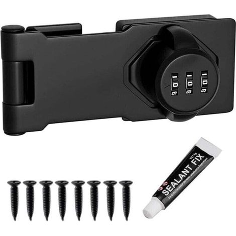 Keyless Combination Lock, 3-Digit Combination Lock for Cabinet Doors, 4.5 Inch Code Door Lock, Turn Knob Latch with Password Code, with Screws - Black (1/4)