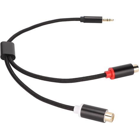 Câble HiFi plaqué or 3,5 mm mâle vers 2 RCA femelles, transmission audio stéréo bidirectionnelle, adaptateur en Y pour smartphone (1/5)