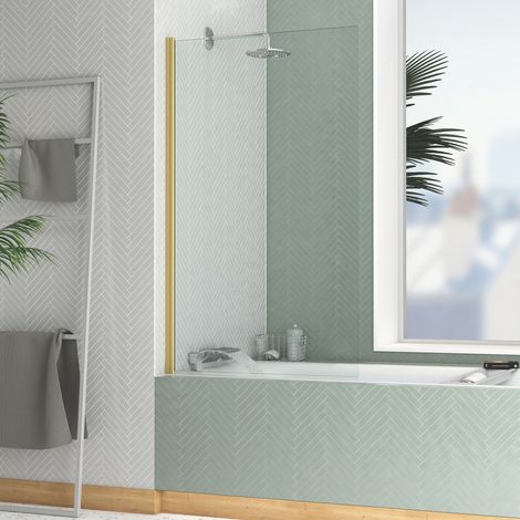 Mampara de bañera 80x140cm - Perfil acabado Oro Cepillado -ELEMENTARY (1/5)