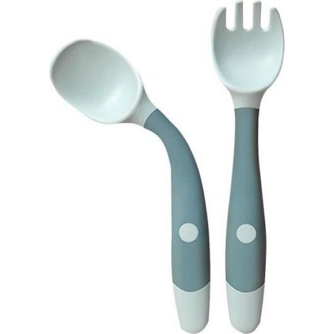 Cuillère Et Fourchette D'entraînement Pour Bébé - Silicone Flexible - Manche Ergonomique - Adapté Sevrage - 2 Pièces
