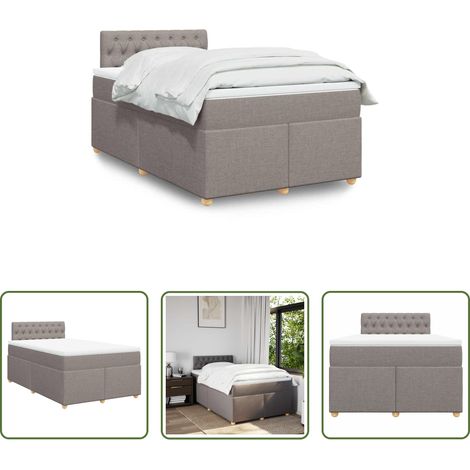 Matelas à ressorts ensachés - Sommier à lattes de lit avec matelas taupe 120x190 cm tissu (1/5)