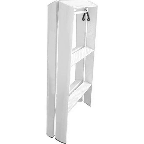 Escabeau pliant 2 marches en alliage d'aluminium épaissi sécurisé pour usage domestique blanc (1/5)