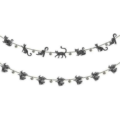 Halloween-Girlande mit schwarzer Katze, Filz-Glöckchen, 3D-Girlande, Hängedekoration für Halloween-Mottopartys, Katzenpartys, Geburtstagsfeiern (schwarz) (2 Stück) (1/5)