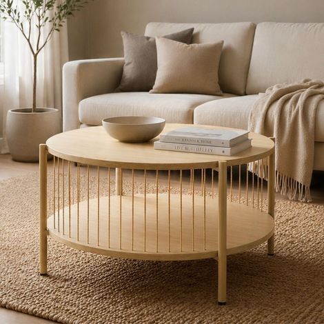 Tuxford Wooden Coffee Table Modern Design Home Living Room Furniture - Oak (1/5)