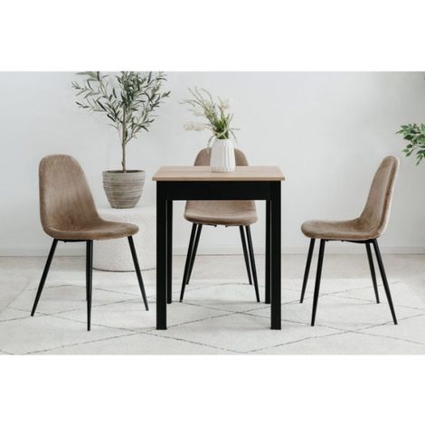 Table a Manger - Chene Artisan & Noir - Carré - 4 personnes - 60 x 67 x 76 cm (1/4)