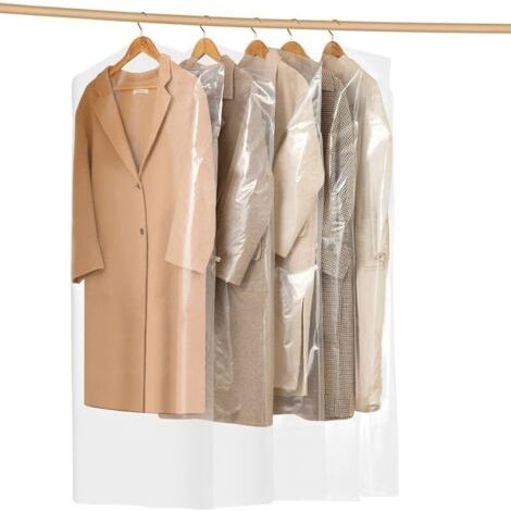 Housses de Vêtements 30 Pièces Couverture Anti-poussière Pochette étanche à la poussière Housses de Protection Transparentes pour Robe Costumes Manteaux 60 x 120 cm (1/4)