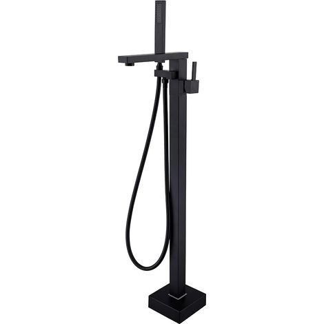 Miscelatore vasca freestanding a pavimento nero opaco quadrato (1/4)