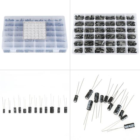 Lot de 1000 condensateurs électrolytiques, disponibles en 36 spécifications différentes, 10 V à 50 V, de 0,1 µF à 1000 µF. (1/5)