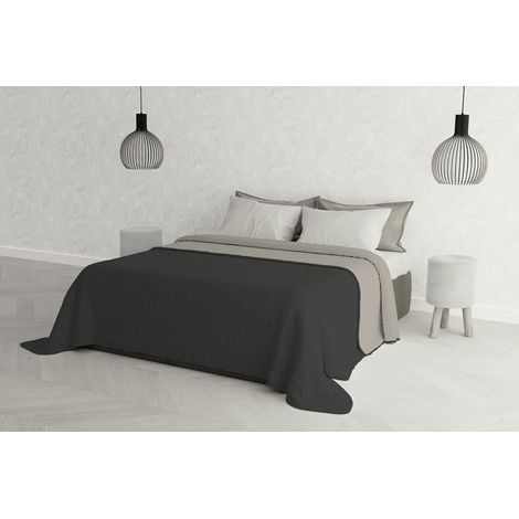 Trapuntino Estivo Linea Elegant Made in Italy Copriletto Stampato in Morbida Microfibra - Trapunta Primavera Estate Mezza Stagione - Matrimoniale 260x270cm, Grigio Scuro/Grigio Chiaro (1/4)