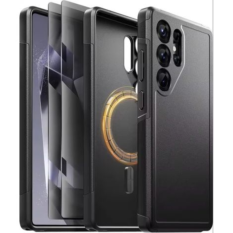 Schutzhülle für Samsung Galaxy S25 Ultra, 2-in-1-Hülle, schwarz + Sichtschutzglas (1/5)