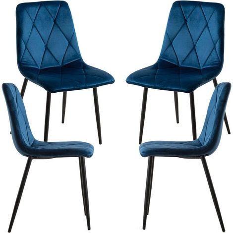 Packs Sillas Comedor - Pack 4 Sillas Lyke Terciopelo - Azul (1/5)