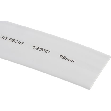 Gaine thermorétractable RS PRO, Dia. 19mm Blanc rétreint 2:1, 5m ( Prix pour Bobine de 5 Mètres )