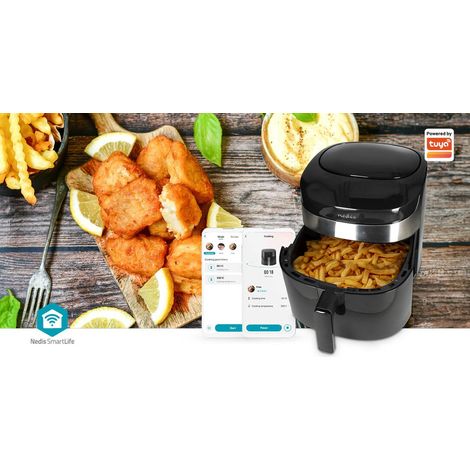 Nedis SmartLife Heißluftfritteuse / Wi-Fi / 7,2 l / Timer: 1 h / Anzahl voreingestellter Programme: 8 / Digital / Android™ / IOS / Schwarz