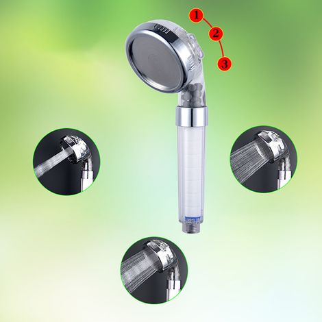 Set mit 10 verstellbaren Duschköpfen mit Dreifachfiltration und drei Stufen der Negativionisierung, Druckerhöhung und Wassersparfunktion. Abnehmbarer und waschbarer Handbrausekopf mit universellem PP- (1/5)