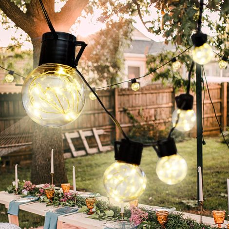 Guirlande solaire 15 ampoules G50 2x6m (1/5)