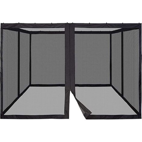 Moustiquaire pour tonnelle, lot de 4 moustiquaires pour terrasse extérieure avec fermeture éclair (noir, 300 cm x 360 cm) (1/5)
